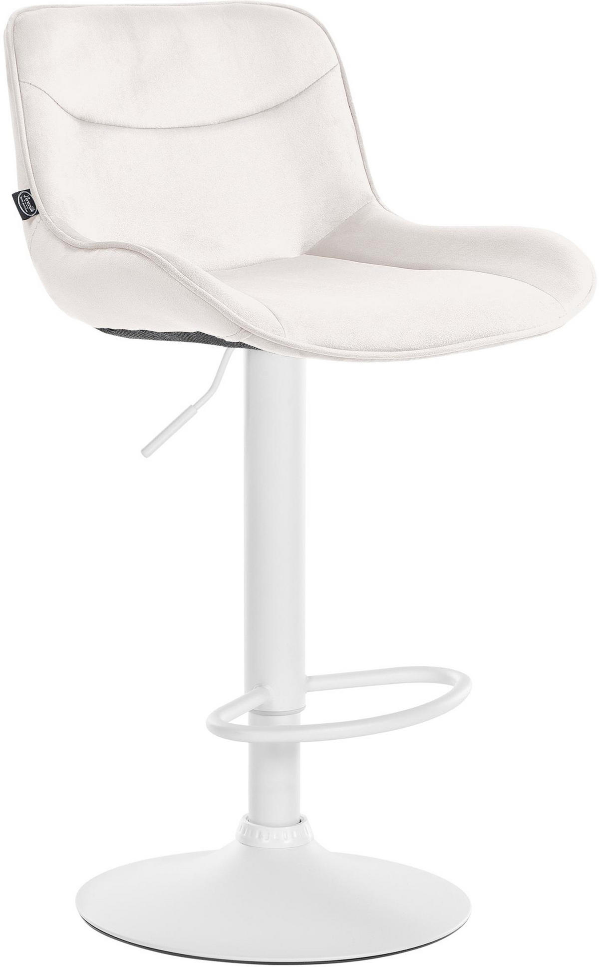 BARHOCKER Vulcano Samt weiß creme - Naturfarben/Weiß, Textil/Metall (49/106/51cm) - TPFLiving
