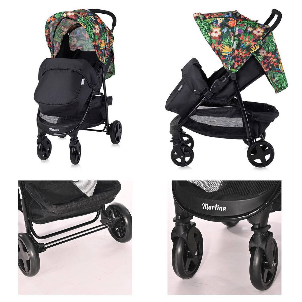 BUGGY Martina bunt Fußabdeckung, Frontbügel abnehmbar, Sonnendach - Multicolor, Metall (67/38/82cm) - Lorelli
