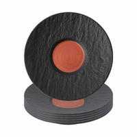 KAFFEEUNTERTASSEN Manufacture Rock Glow schwarz-kupfer ø 15,4 cm 6er Set - Schwarz/Kupferfarben, Keramik (15.4cm) - Villeroy & Boch