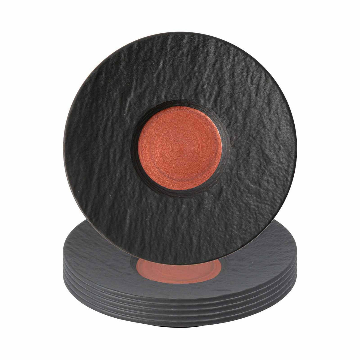 KAFFEEUNTERTASSEN Manufacture Rock Glow schwarz-kupfer ø 15,4 cm 6er Set - Schwarz/Kupferfarben, Keramik (15.4cm) - Villeroy & Boch