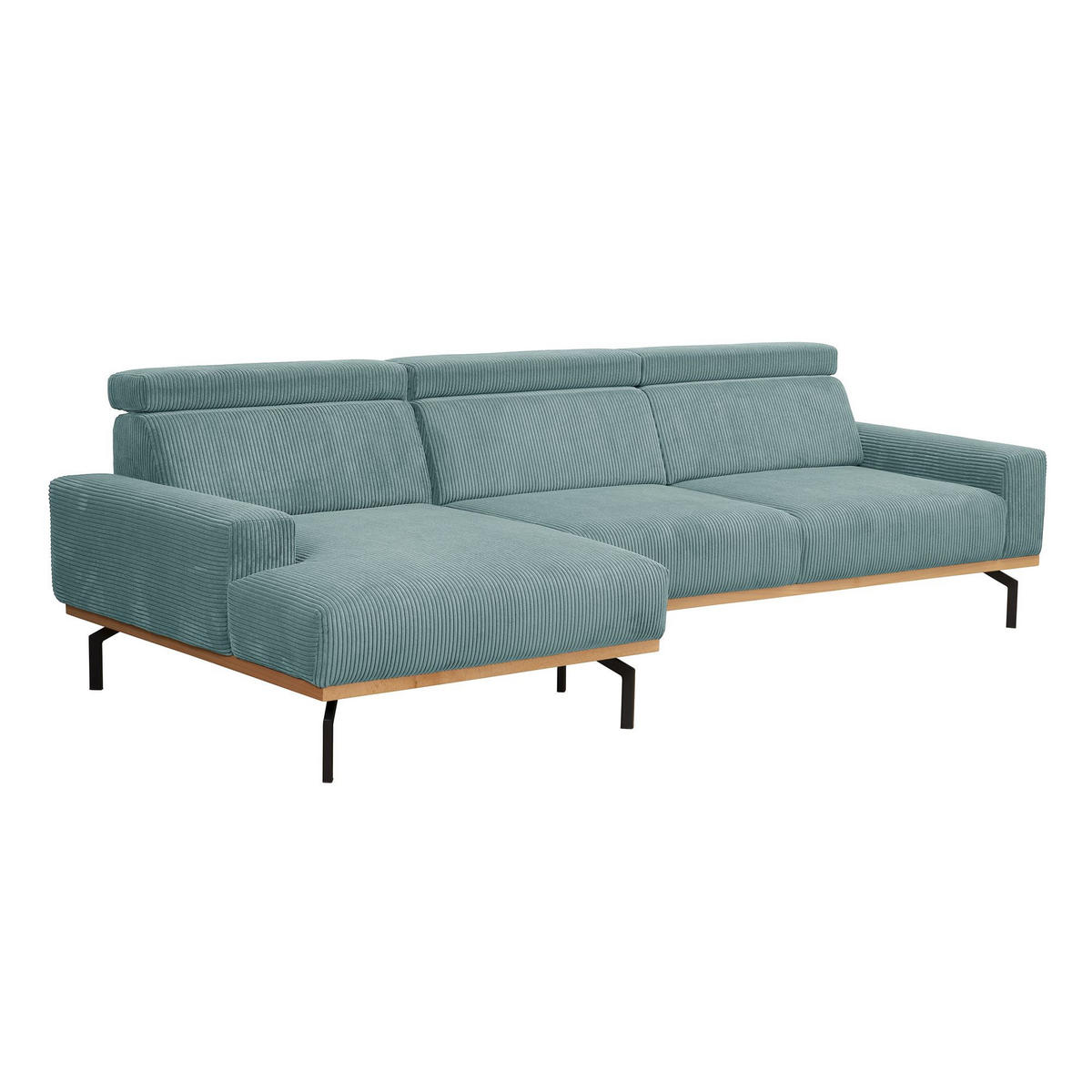ECKSOFA mit Longchair links Katrien Cordstoff eisblau - Pastellblau, Kunststoff (135/280cm) - 58aufmkessel