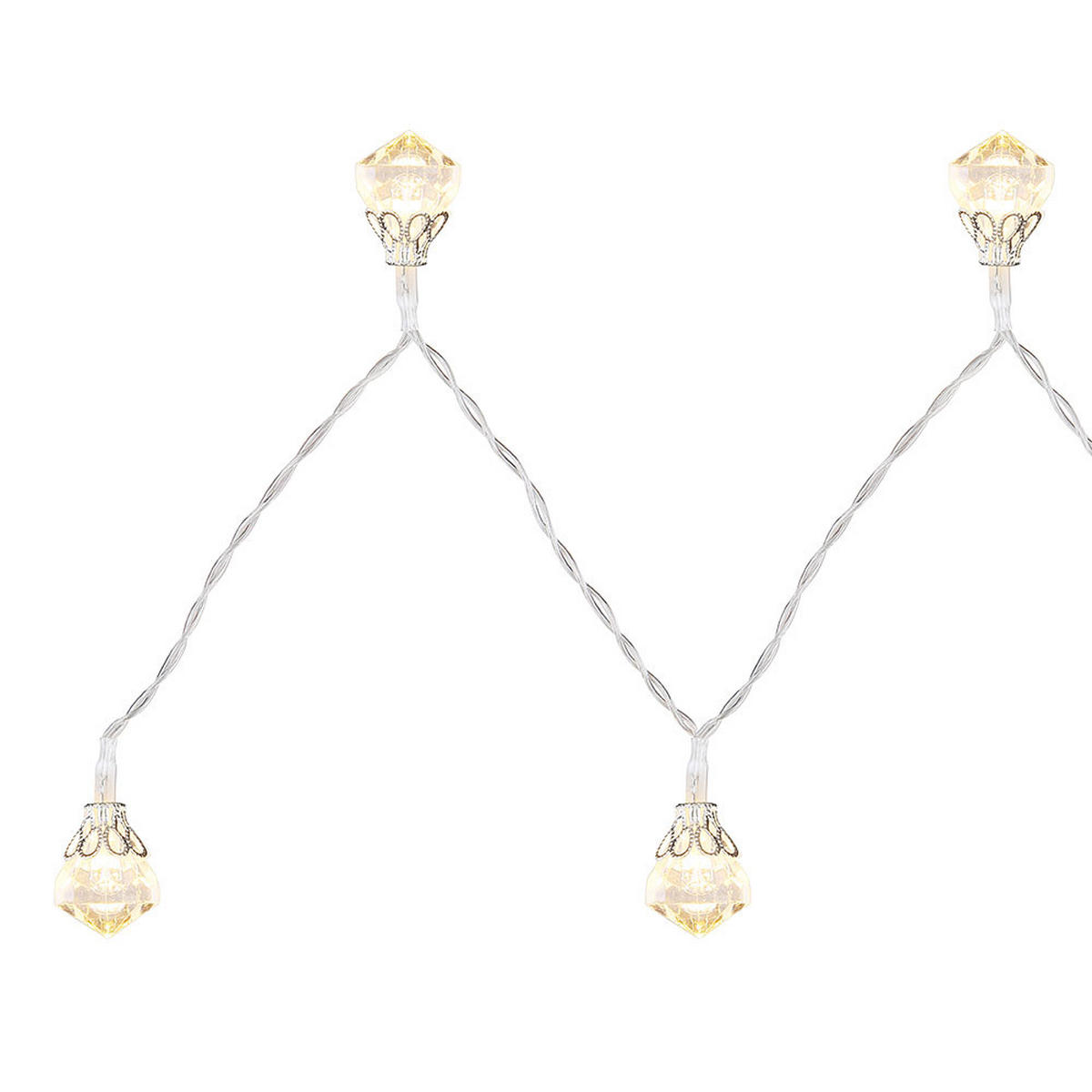 LED DEKOLEUCHTE Lichterkette Silber Batterie - Silberfarben, Kunststoff (120/2.2/2.7cm) - Globo Lighting