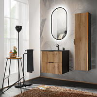 BADMÖBEL-SET 3-TLG. Xanten-56 - Braun, Holzwerkstoff (110/200/46cm) - Lomado