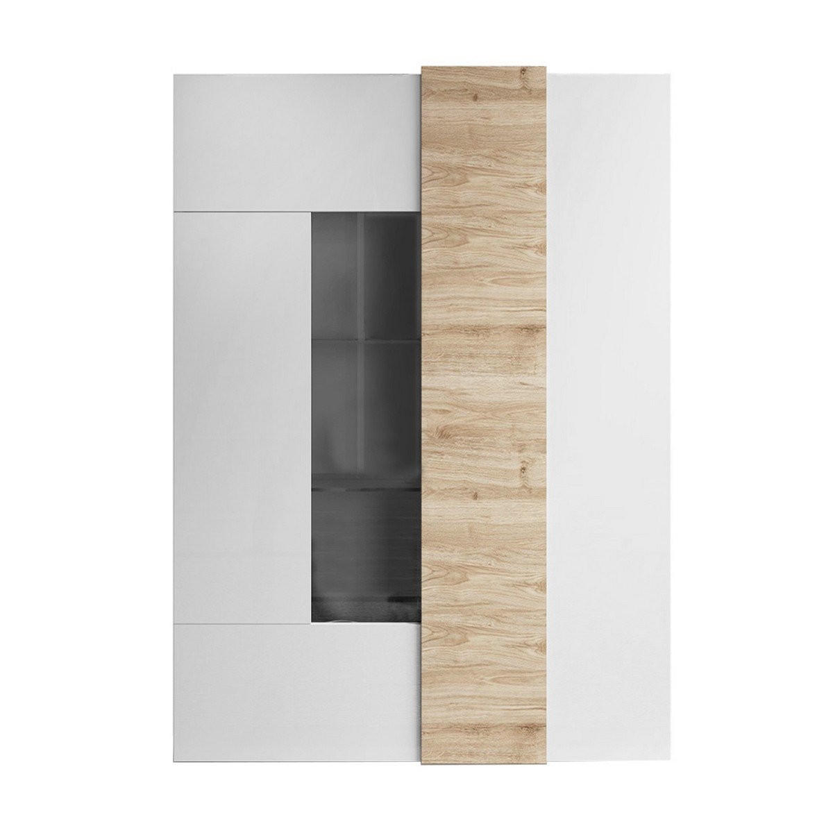 VITRINE 2-türig aus Glas ohne Beleuchtung Pluton - L121 cm - Weiß, Holzwerkstoff (44/169/121cm) - Calicosy