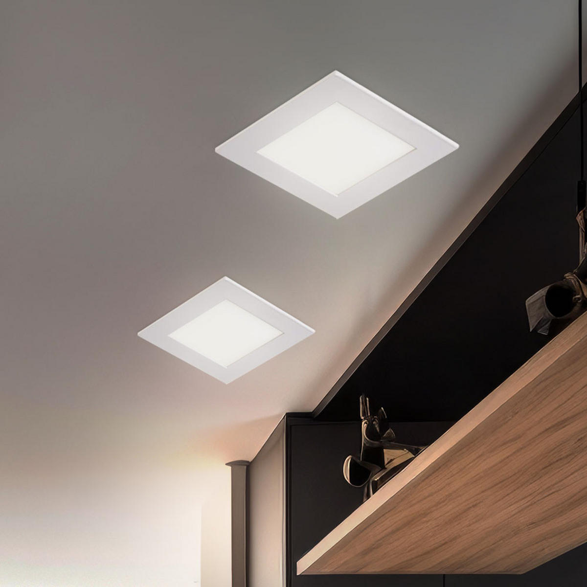 LED EINBAU PANEL Aluminium Weiß - Weiß, Metall (8.4/8.4/1.2cm)