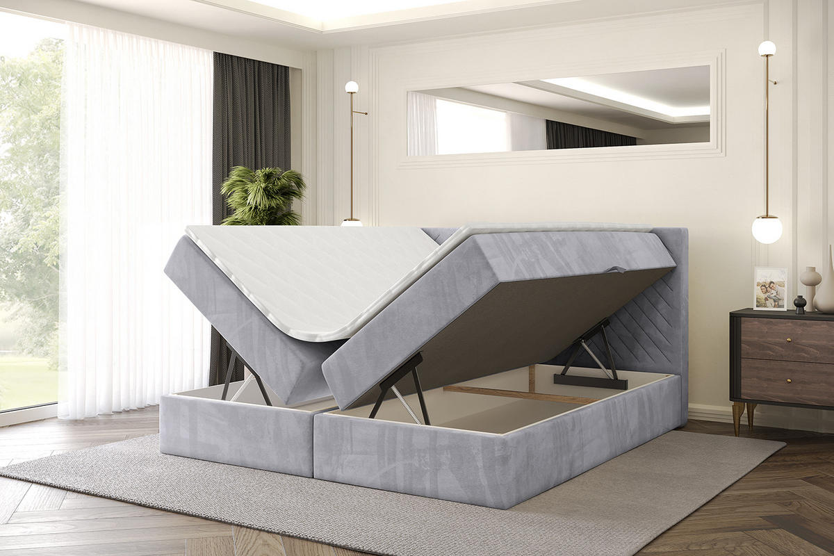 BOXBETT mit Matratze H3 und Lattenrost - VEXA - 140x200 - Grau Monolith - Grau, Holzwerkstoff/Kunststoff (140/200cm) - ALTDECOR