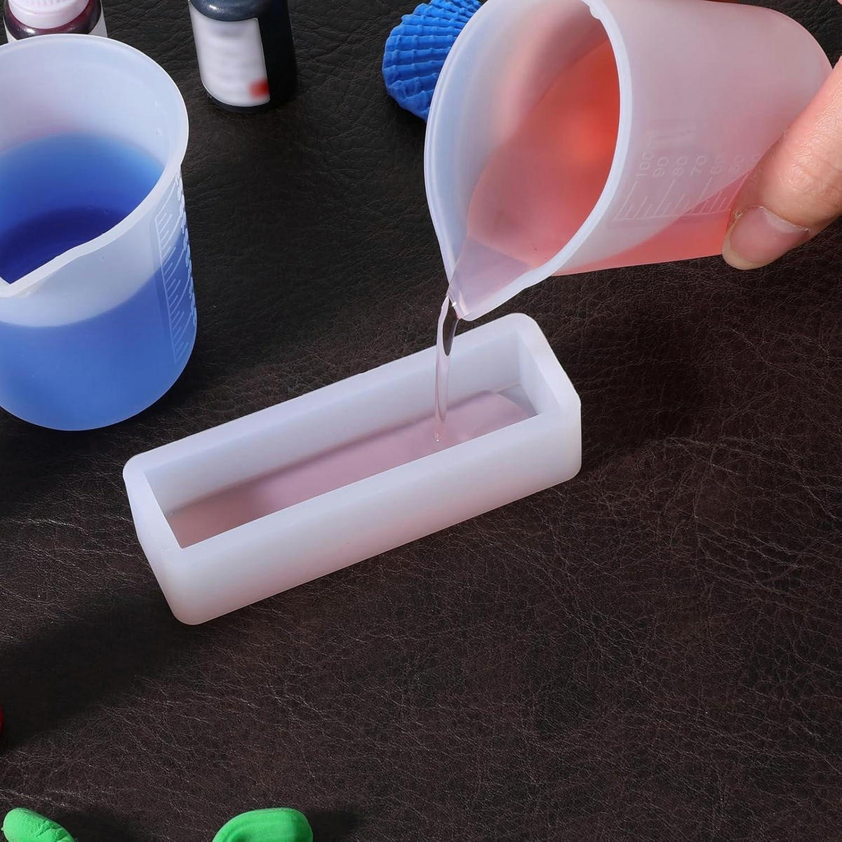 MESSBECHER 2-teiliges Set 100ml Silikon mit Präzisionsskala - Blau, Kunststoff (0.1L)