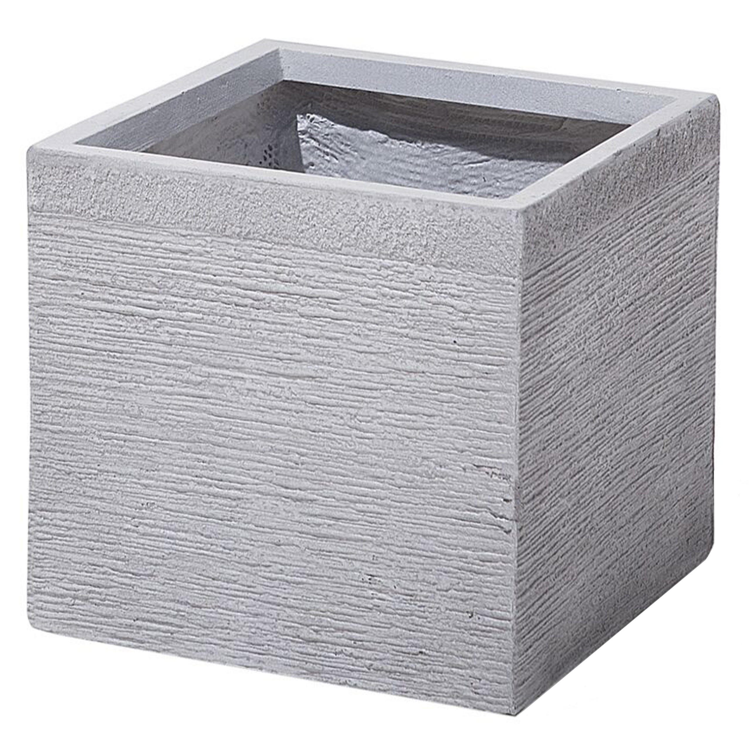 BLUMENTOPF weiß quadratisch 30/30/28 cm Paros - Weiß, Naturmaterialen (28cm) - Beliani