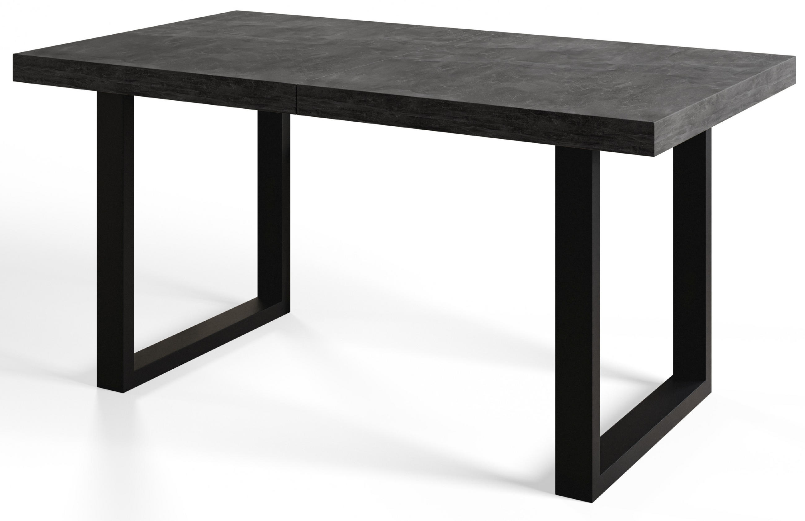 ESSZIMMERTISCH LOFT-U, ausziehbarer Tisch 140-240X80X77 cm, Farbe: Dunkelgrau, mit Metallbeinen in Farbe Schwarz - Dunkelgrau/Schwarz, Holzwerkstoff (140/80/77cm) - Alpi-Möbel