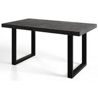 ESSZIMMERTISCH LOFT-U, ausziehbarer Tisch 140-240X80X77 cm, Farbe: Dunkelgrau, mit Metallbeinen in Farbe Schwarz - Dunkelgrau/Schwarz, Holzwerkstoff (140/80/77cm) - Alpi-Möbel