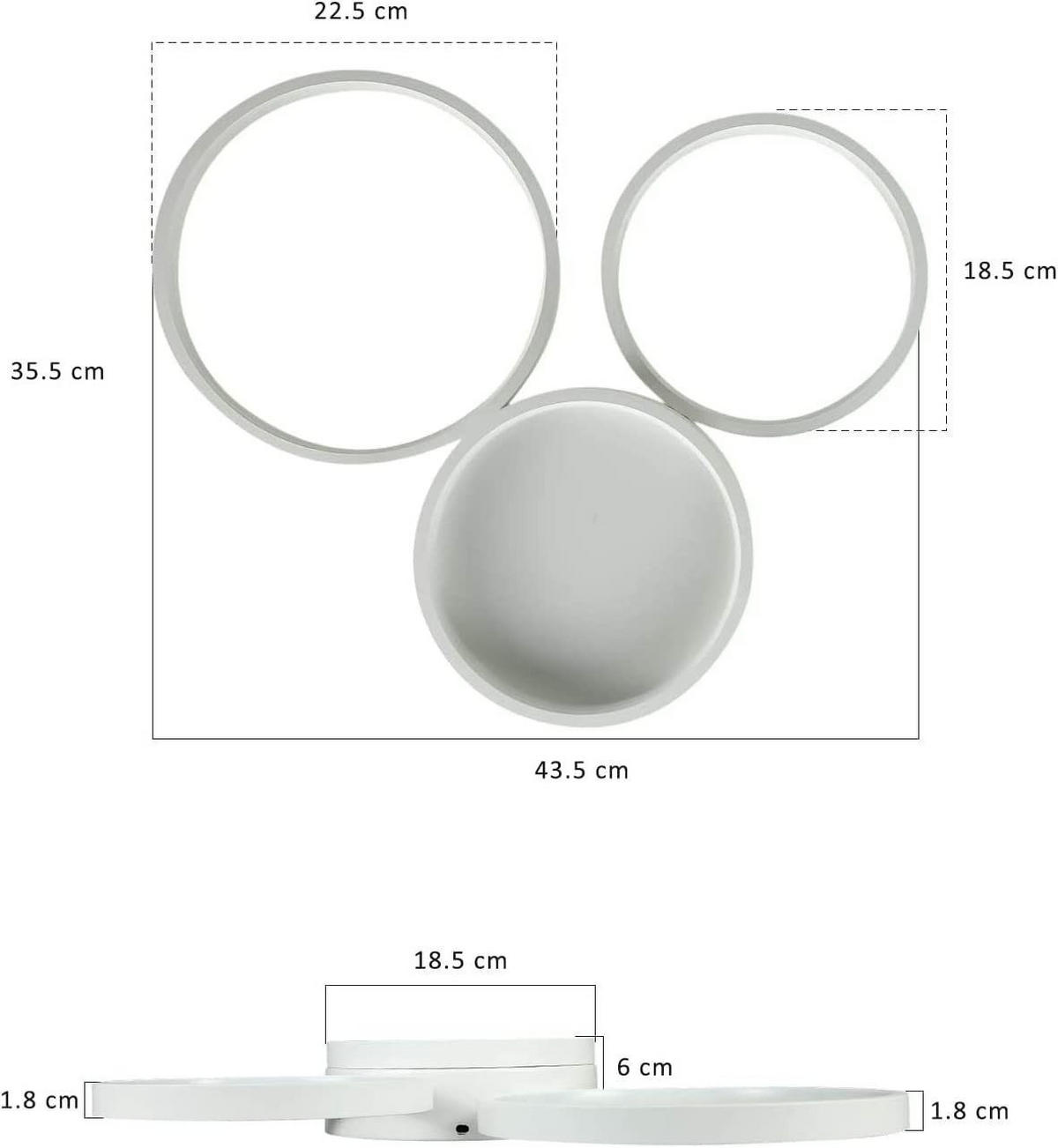 LED stropna svjetiljka Adelmo 44x36x6 cm - bijela, metal (44/36/6cm) - Nettlife