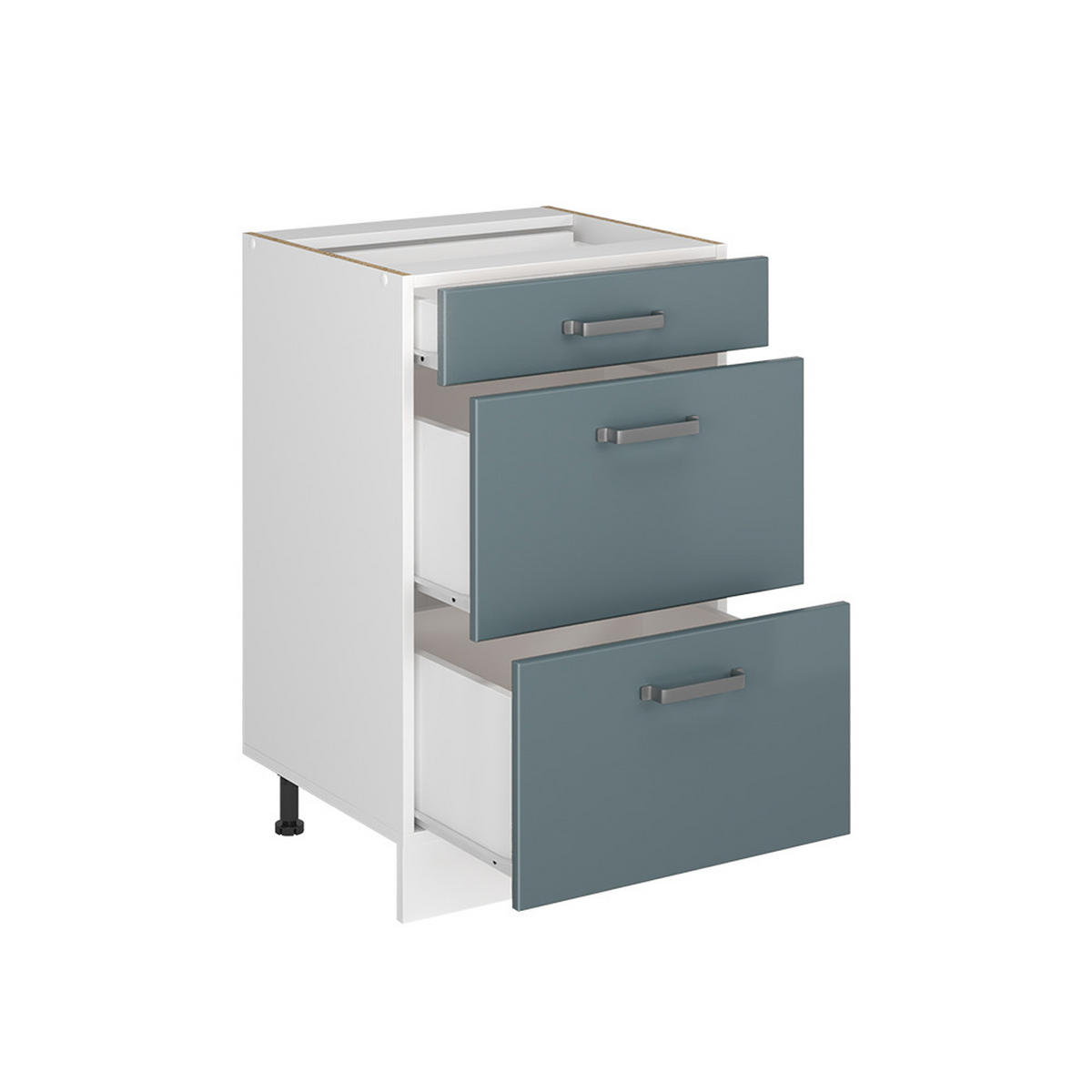 KÜCHENUNTERSCHRANK R-Line, Blau-Grau/Weiß, 50 cm Arbeitsplatte Goldkraft Eiche - Blaugrau/Weiß, Holzwerkstoff (50/81.6/60cm) - Vicco