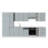 KÜCHENZEILE Fame-Line Hellblau-grau/Weiß 355 cm ohne AP - Weiß/Hellblau, Holzwerkstoff (355/81.6/46cm) - Vicco