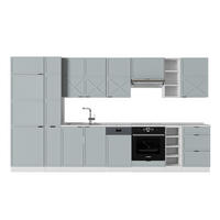 KÜCHENZEILE Fame-Line Hellblau-grau/Weiß 355 cm ohne AP - Weiß/Hellblau, Holzwerkstoff (355/81.6/46cm) - Vicco