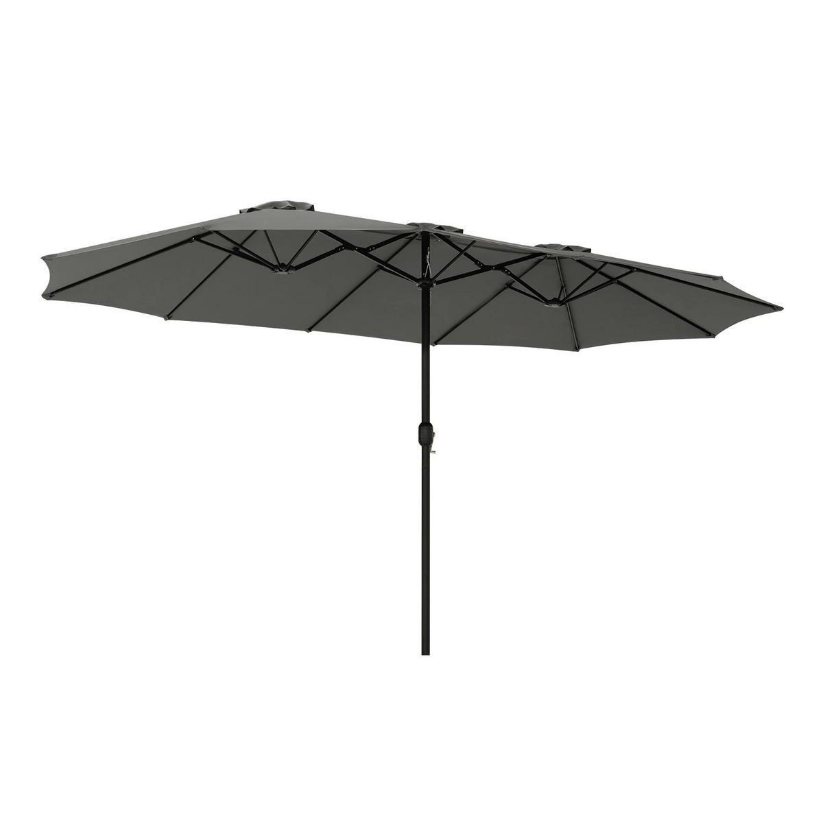 SONNENSCHIRM Kurbel Dunkelgrau 450x267 cm - Dunkelgrau, Textil/Metall (450/267cm) - Kaket