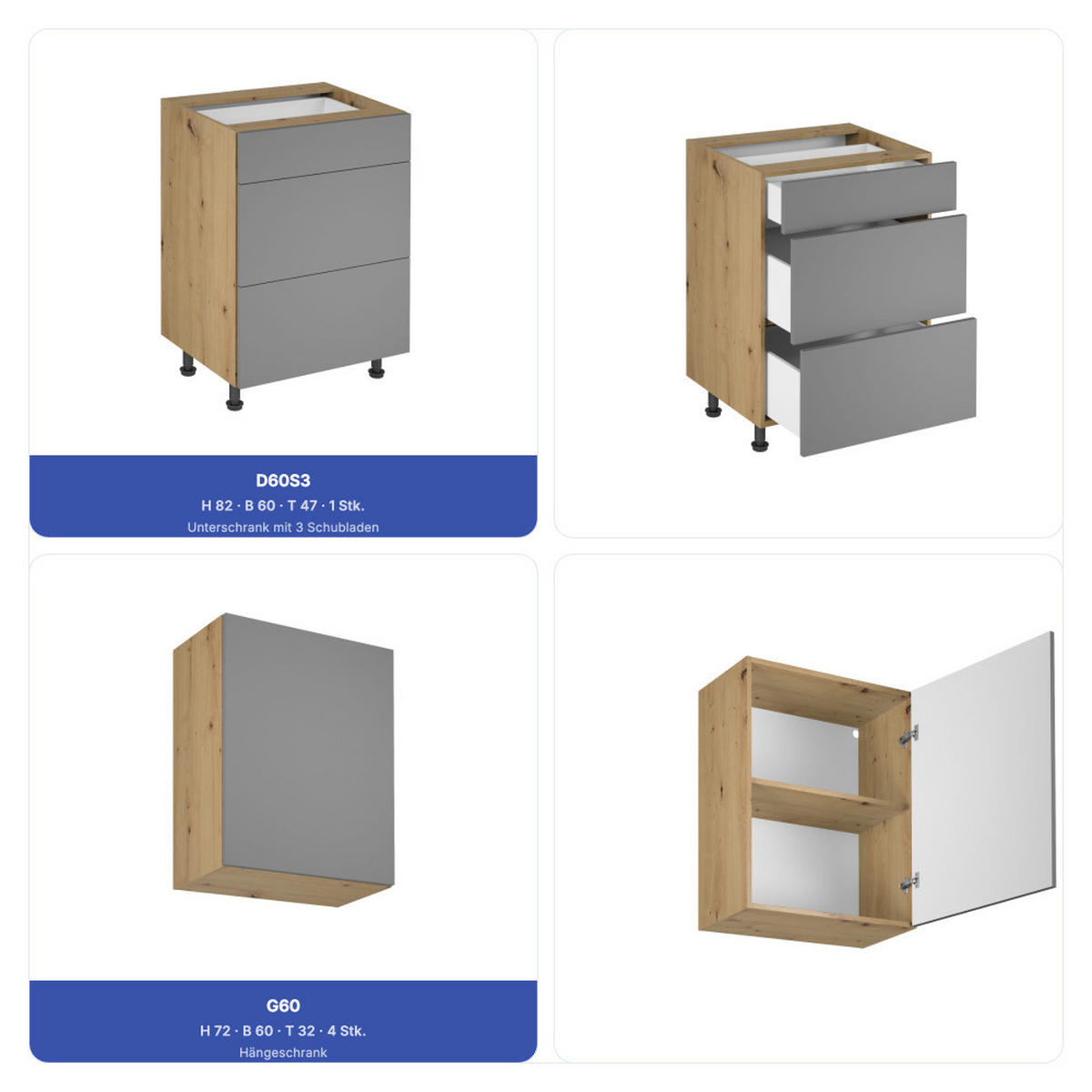 KÜCHENZEILE 300 cm - Langen KL17-M300 - in Beige/ Matt - Beige, Holz (460/212/58cm)