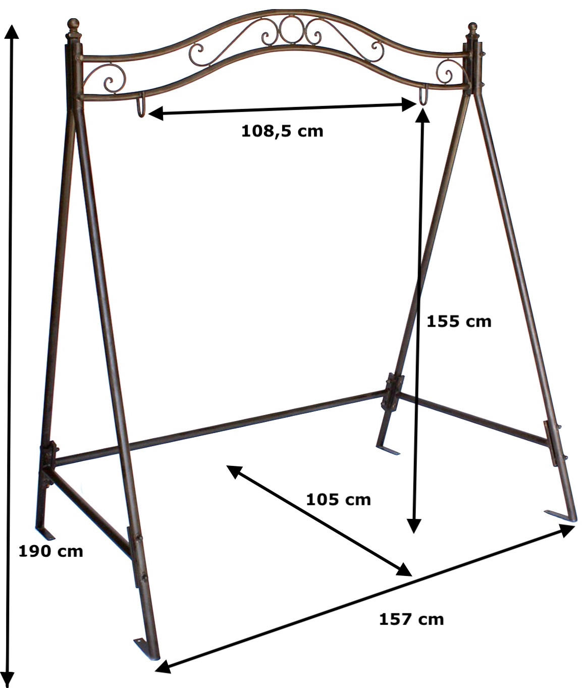 SCHAUKELGESTELL für Hollywoodschaukel aus Metall 9982505 - Braun, Metall (157/190/105cm) - DanDiBo