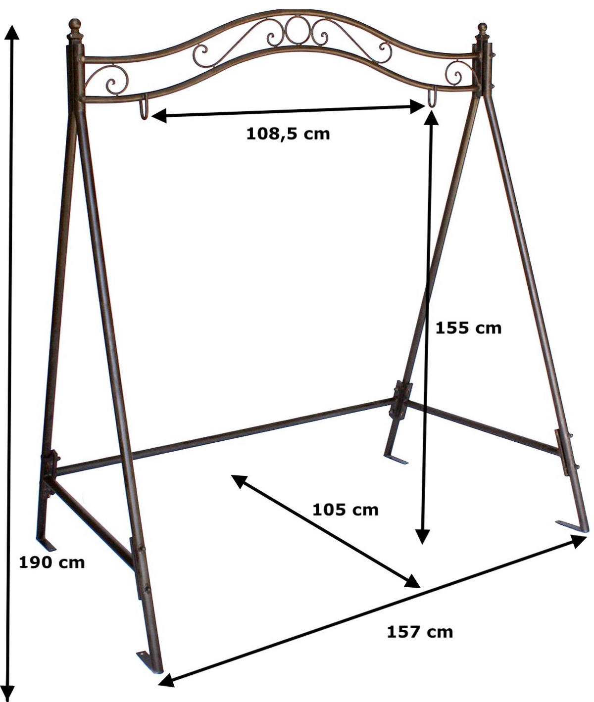 SCHAUKELGESTELL für Hollywoodschaukel aus Metall 9982505 - Braun, Metall (157/190/105cm) - DanDiBo