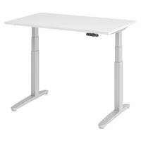 SCHREIBTISCH elektrisch XBHM 80/120/74 cm in Weiß/Silberfarben - Silberfarben/Weiß, Holzwerkstoff (80/120/74cm) - bümö