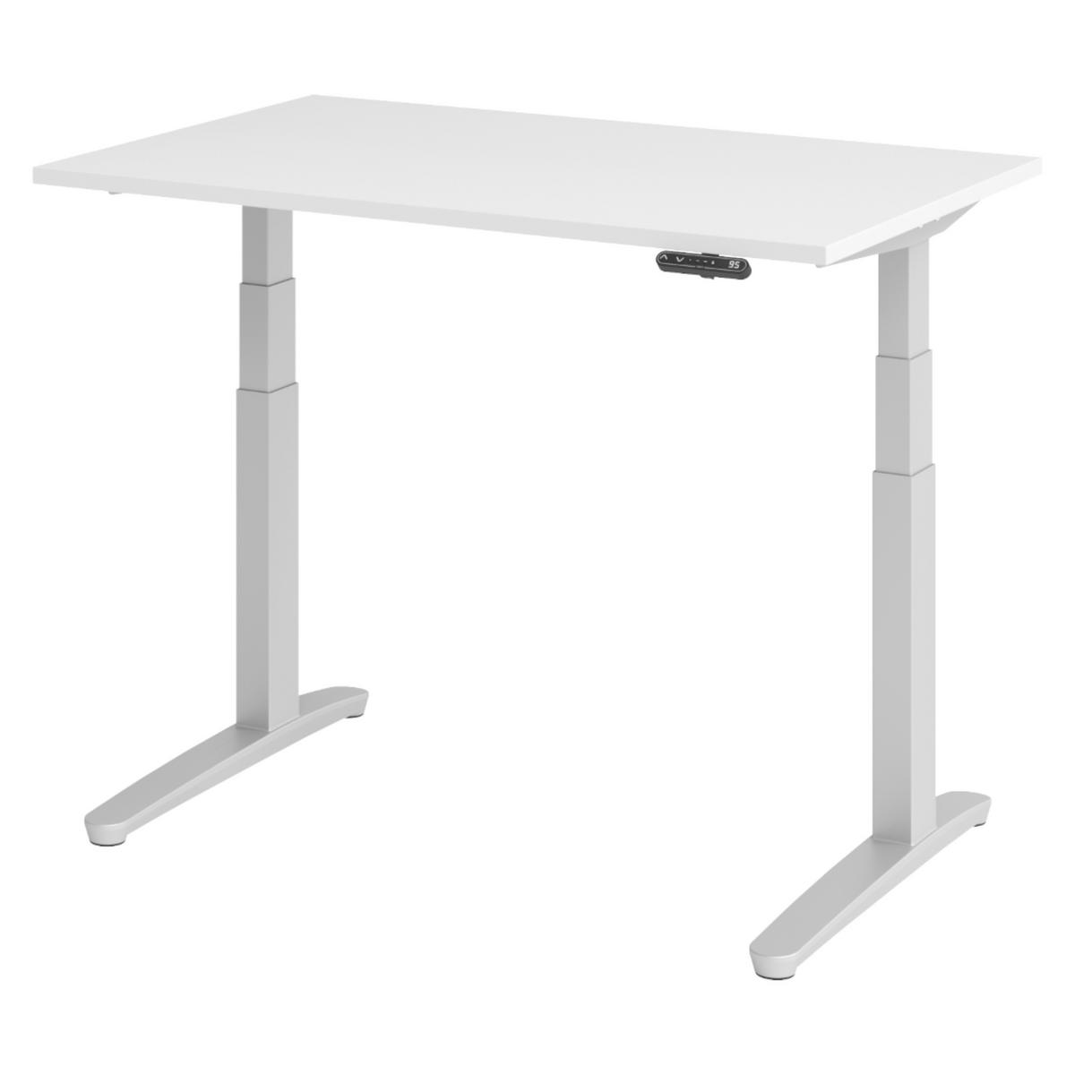 SCHREIBTISCH elektrisch XBHM 80/120/74 cm in Weiß/Silberfarben - Silberfarben/Weiß, Holzwerkstoff (80/120/74cm) - bümö