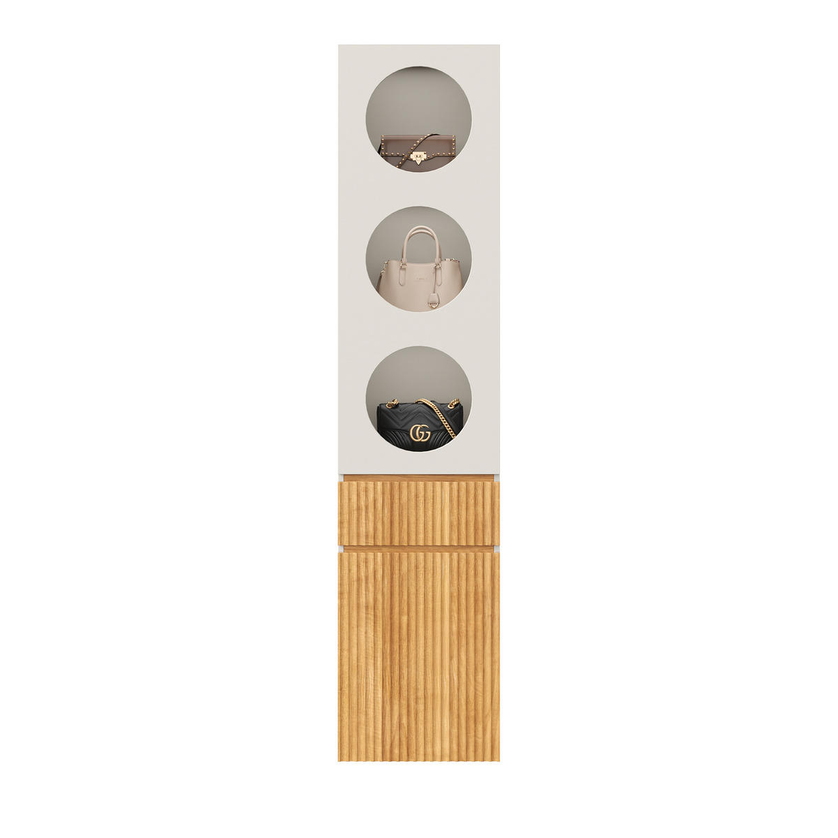 HOCHSCHRANK Eichenoptik, 2 Türen & Schublade, 45 x 50 x 200 cm - Naturfarben, Holzwerkstoff (45/200/50cm) - Urban Meuble
