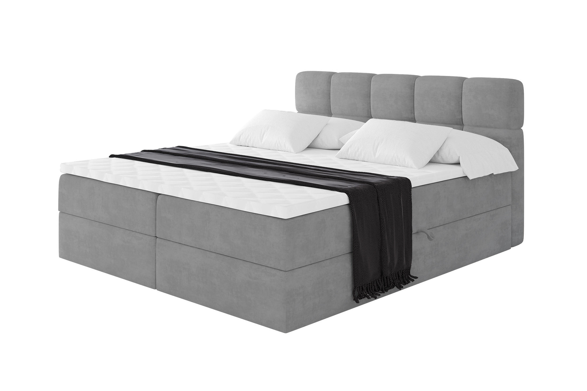 BOXBETT mit Matratze H4 - FAMA - 180x200 cm Grau Monolith - Graphitfarben, Holzwerkstoff (180/200cm) - ALTDECOR
