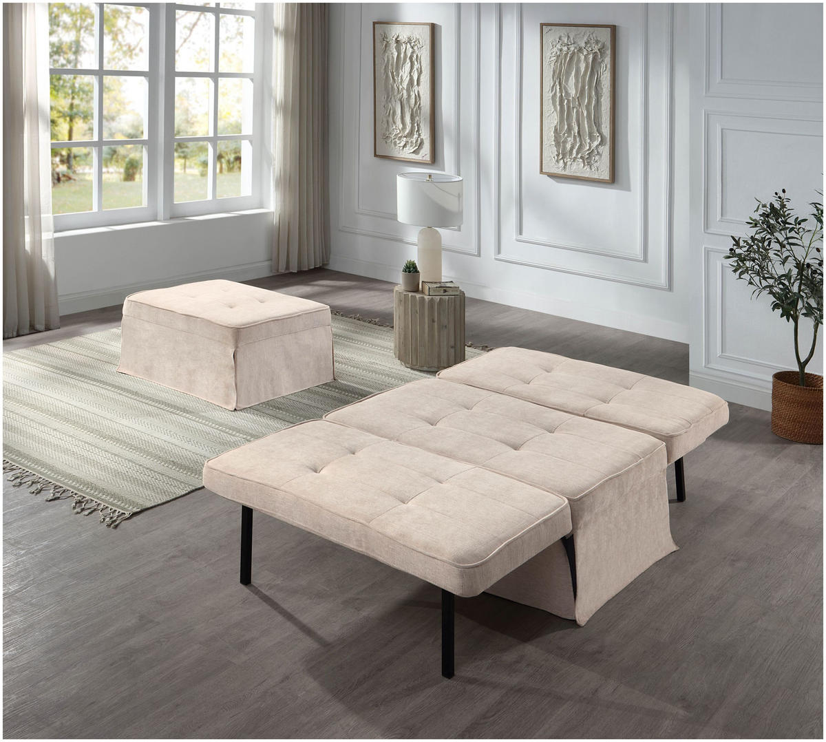 MULTIFUNKTIONSHOCKER Finn Creme 100/72/43 cm - Creme, Textil (100/43/72cm) - ATLANTIC home collection