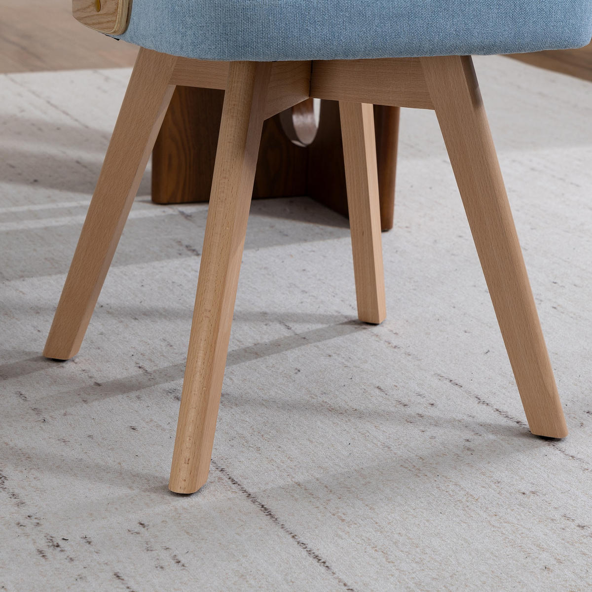 STUHL 2er-Set Esszimmerstuhl,360° drehbar,Massivholzrahmen,Leinenstoff,Blau - Blau, Holz (44/72/41cm) - LVHOM