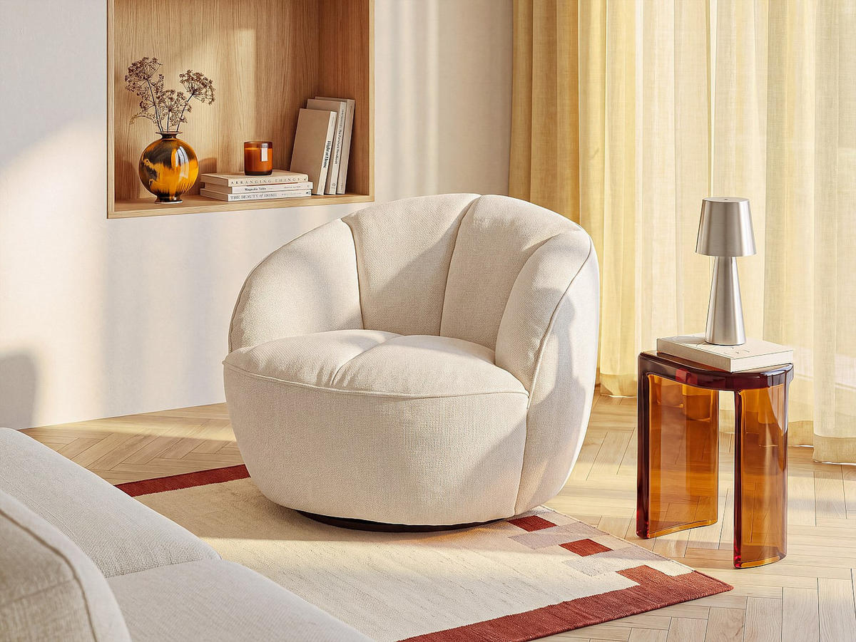SESSEL mit gerader Rückenlehne - 1 Person - stoff - gebrochenes weiß Ralibo - Weiß, Kunststoff/Textil (87/72/90cm) - Vente-Unique