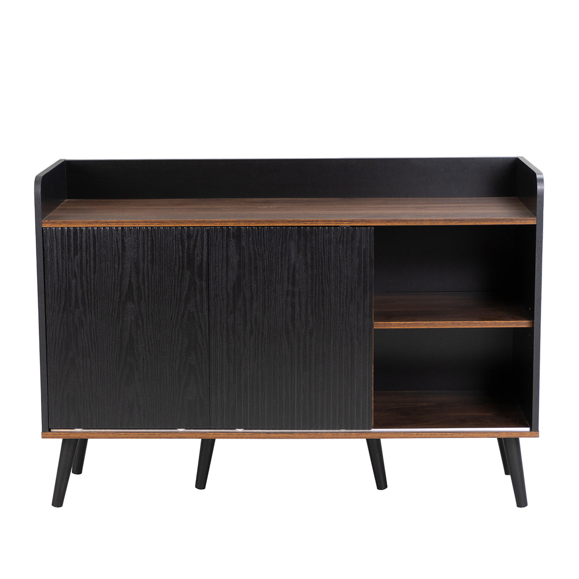 ANRICHTE Schwarz-Holzfarben 117.5/40/80 cm - Schwarz, Holz (117.5/80/40cm) - PANGIVO