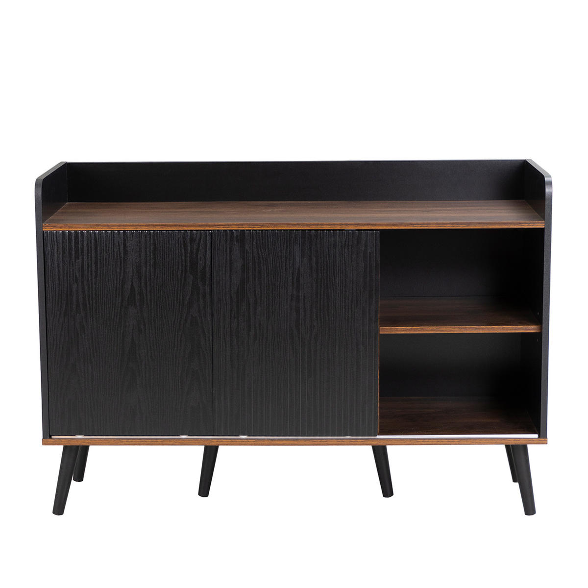 SIDEBOARD 117,5/40/80 cm mit 2 Schiebetüren & 3 Schubladen in Schwarz/Holzfarben - Schwarz, Holzwerkstoff (117/80/40cm) - BEAOK