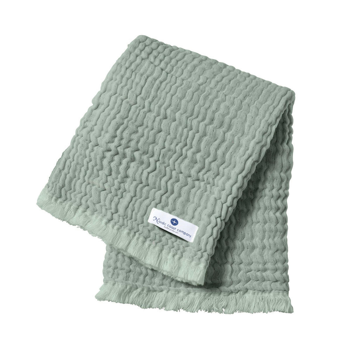 MUSSELINDECKE Mint Fransen - Mintgrün, Textil (80/80cm) - nordic coast company