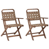 GARTENSTUHL 2er Set Akazienholz Braun Milzano - Braun, Holz (54/117/52cm) - Beliani