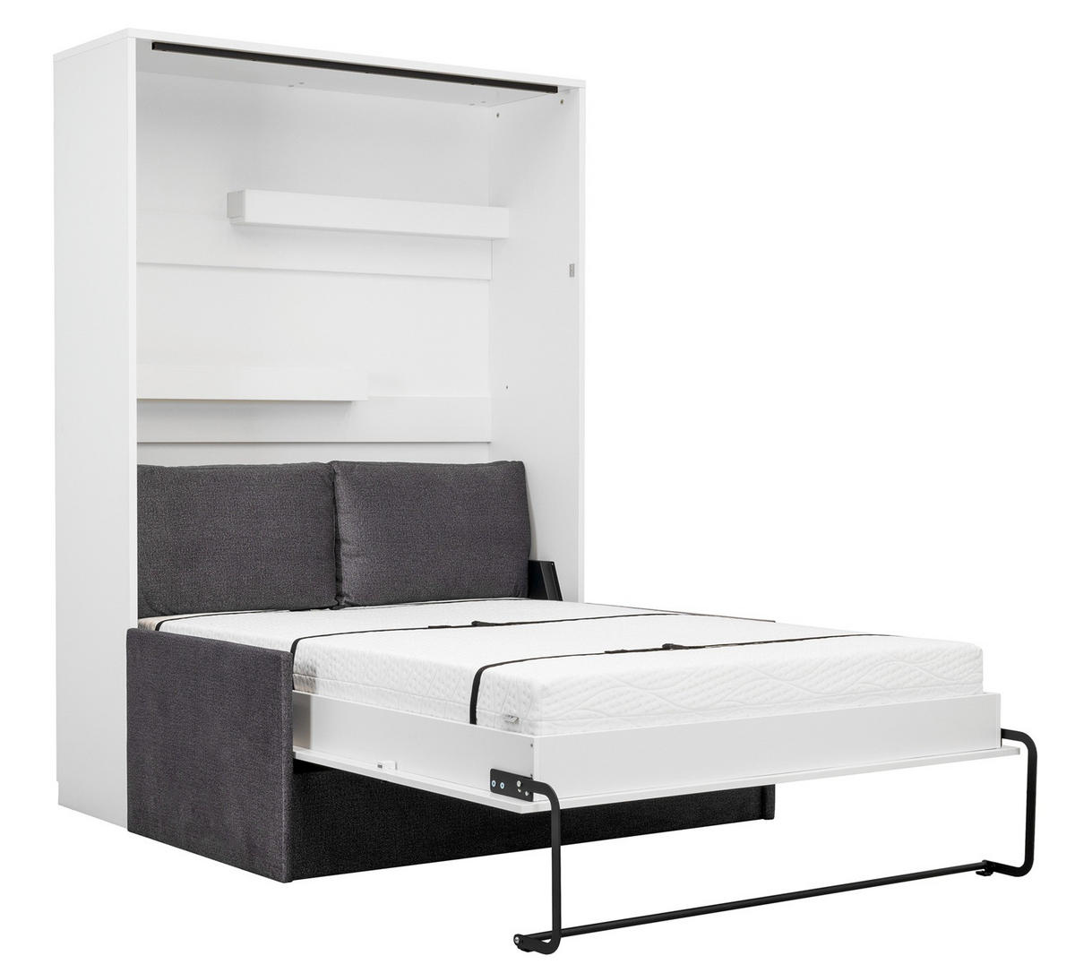 SCHRANKBETT Wandbett GN 140x200 congo mit LED & Sofa - Dunkelgrau - Dunkelgrau/Grau, Holz/Holzwerkstoff (140/200cm) - QMM TraumMöbel