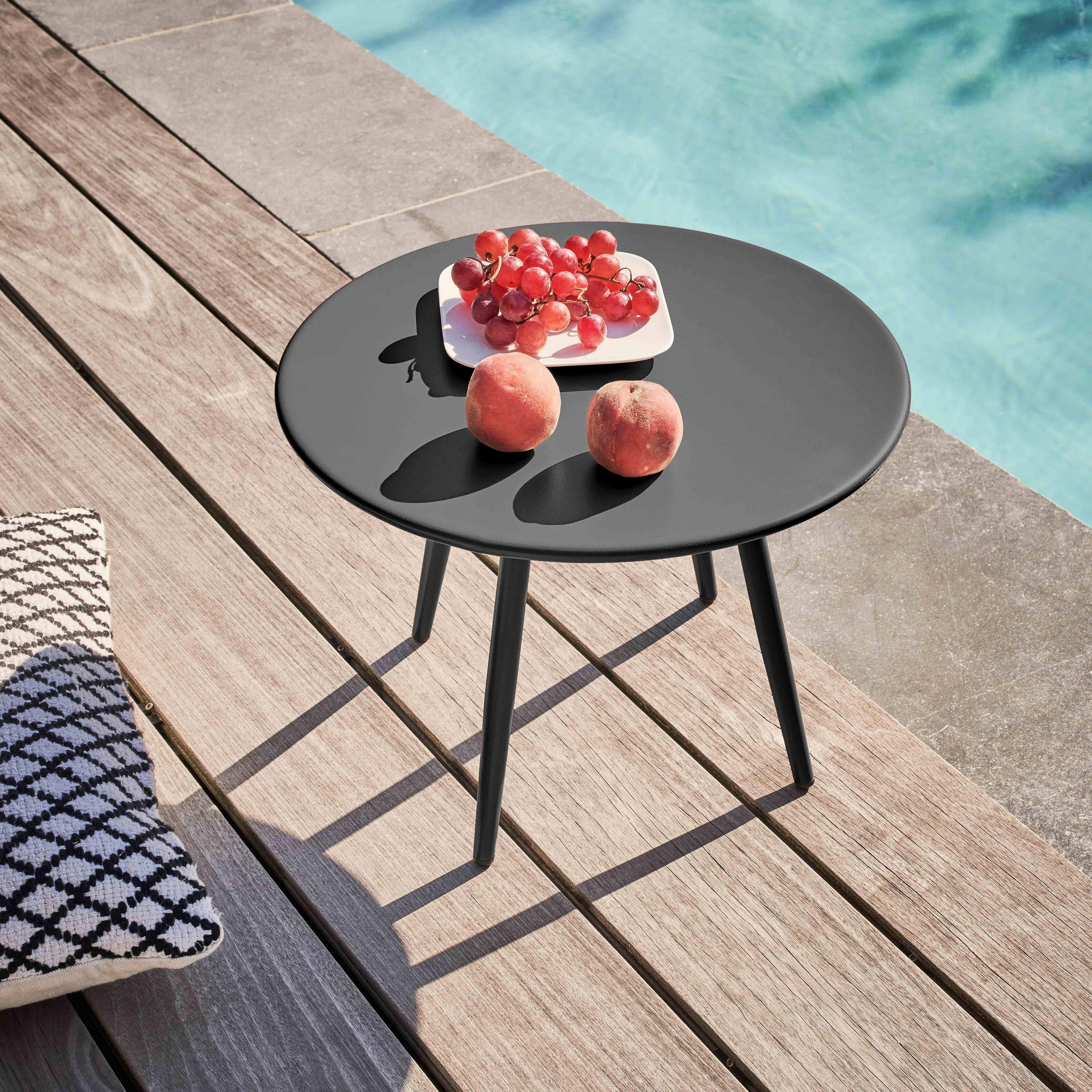 GARTEN-LOUNGETISCH, Grau - Grau, Metall (40/40/30cm) - Oviala