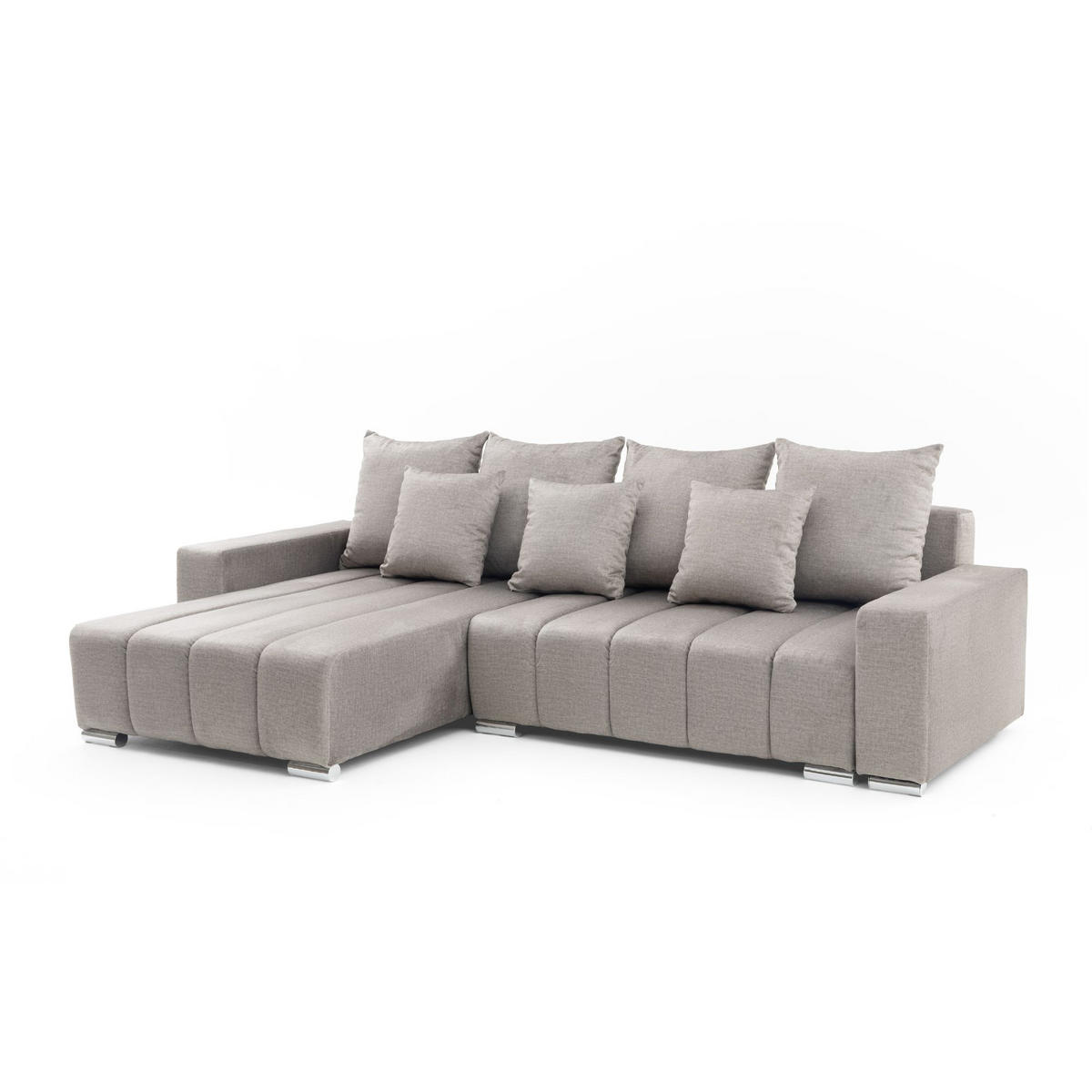 ECKSOFA Piano L Links mit Schlaffunktion 137x234 Velours Taupe - Taupe/Silberfarben, Holz/Textil (278/178cm) - Muffo