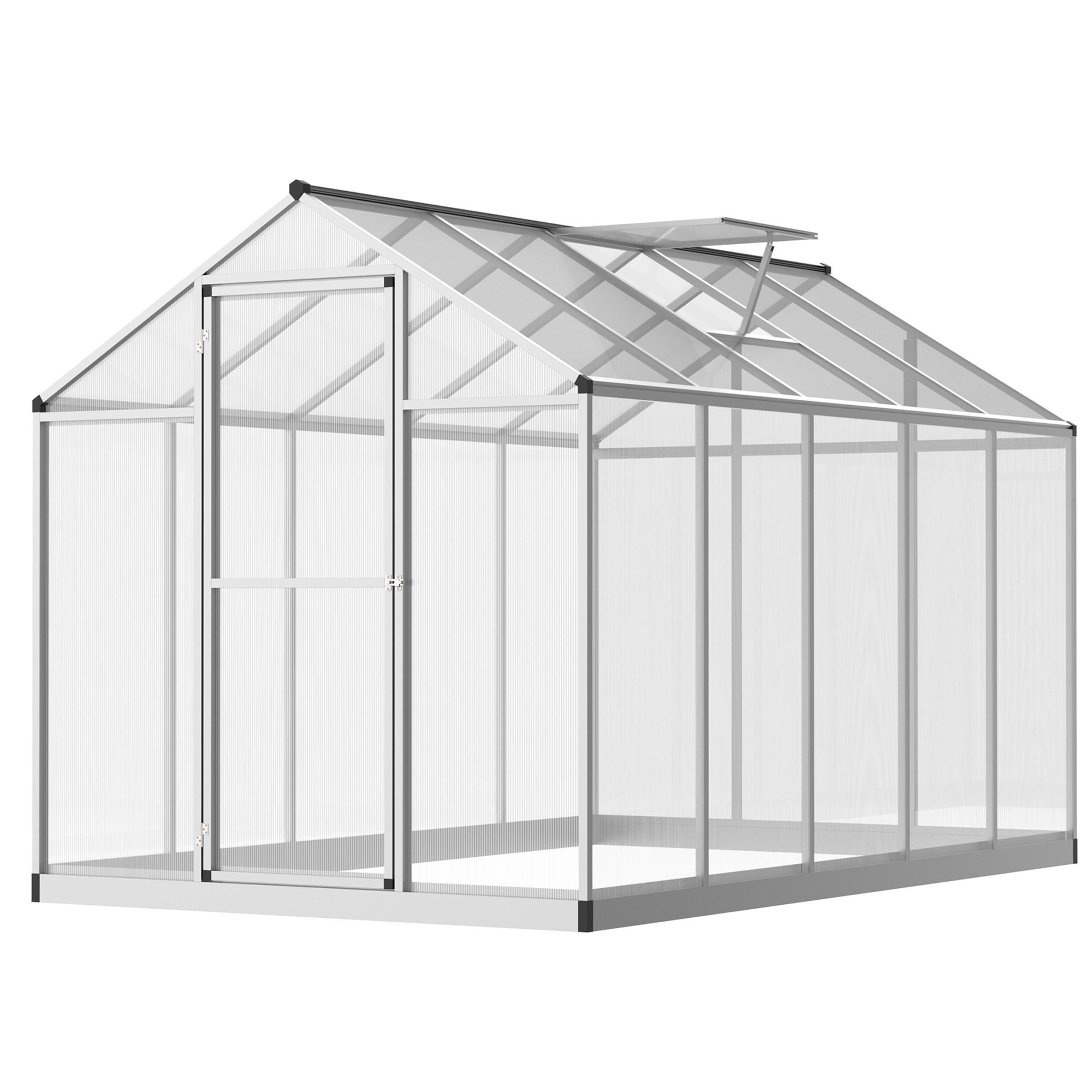 GEWÄCHSHAUS DE-11897 mit Fundament & Dachluke Silber - Transparent, Metall (183/195/303cm) - ComfortXL
