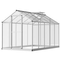 GEWÄCHSHAUS DE-11897 mit Fundament & Dachluke Silber - Transparent, Metall (183/195/303cm) - ComfortXL