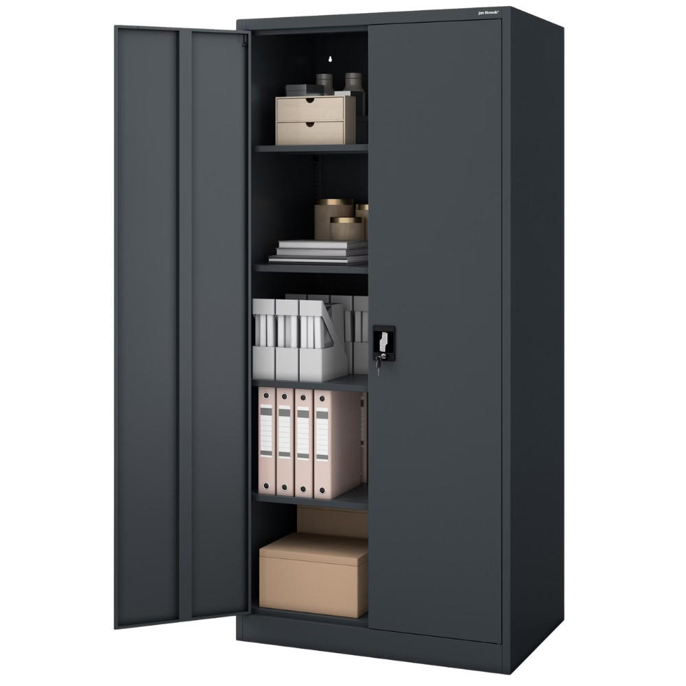 AKTENSCHRANK abschließbar KADO Flügeltüren 195x90x60cm Anthrazit - Anthrazit, Metall (90/195/60cm) - DELUKE