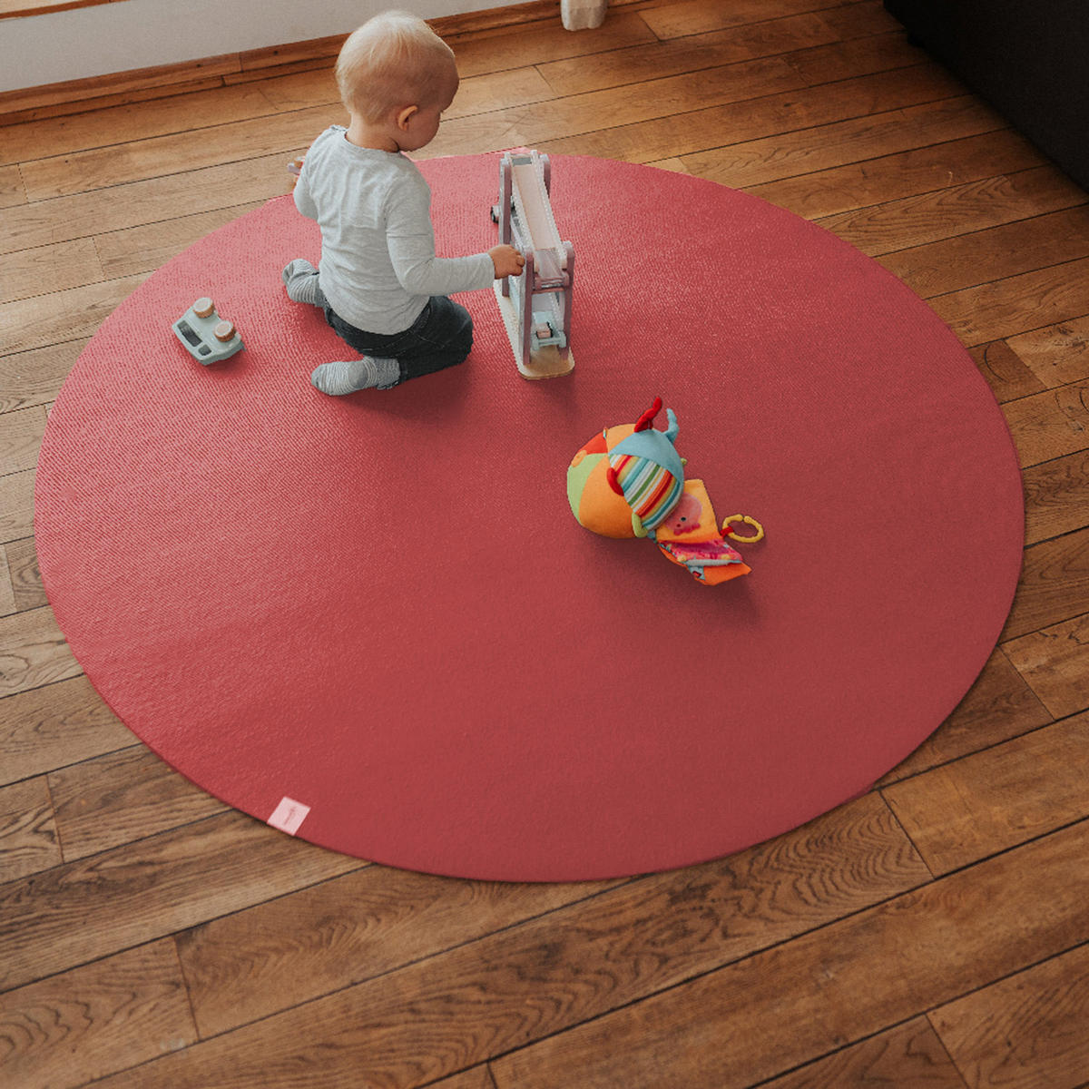 KRABBELMATTE Rund 180cm Rot - Rot, Textil (180/180cm) - Sanosoft