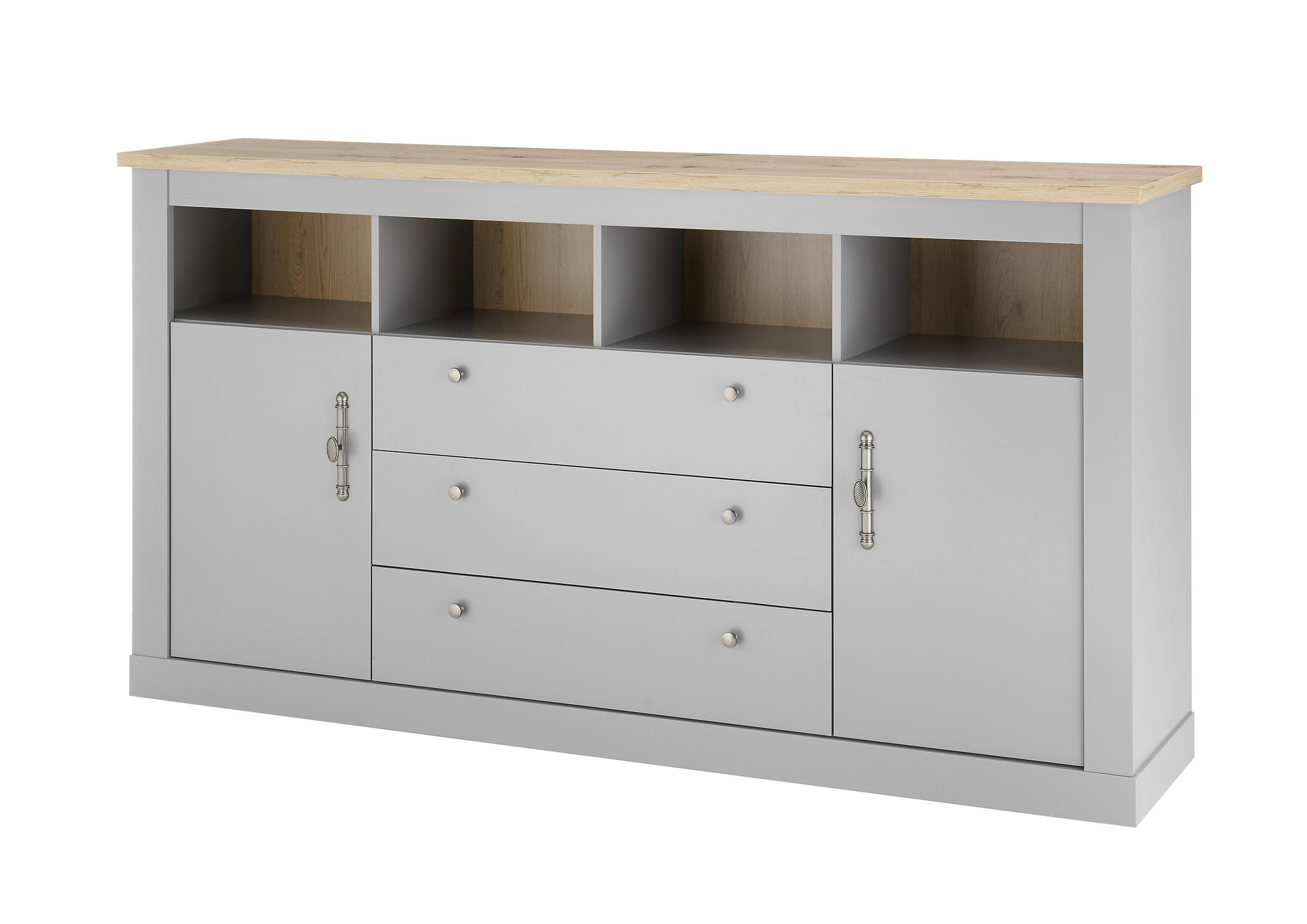 SIDEBOARD C14 Light Gray & Artisan Eiche 198/104/44 cm Landhaus - Grau, Holzwerkstoff (198/104/44cm) - Livojo
