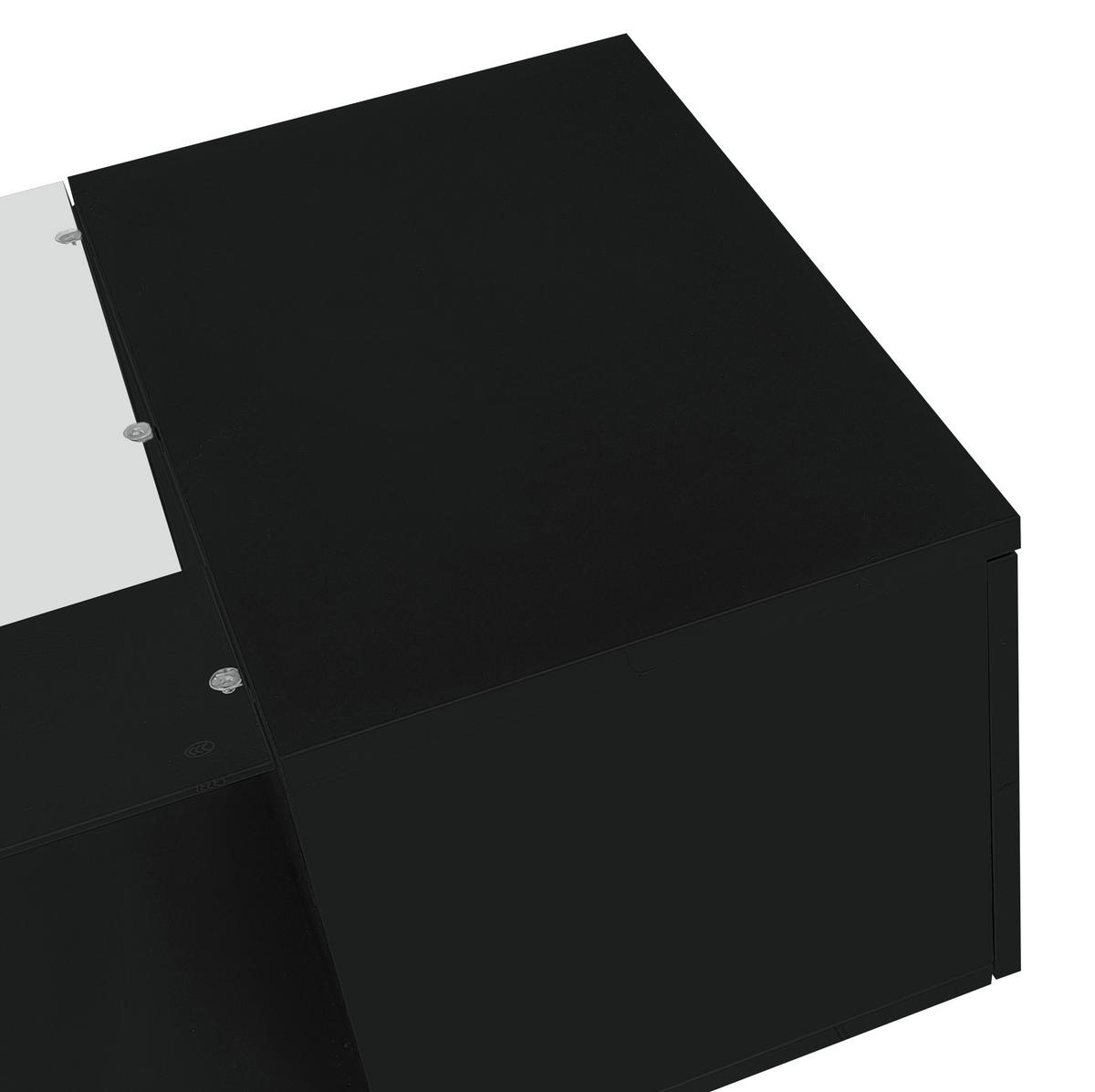 COUCHTISCH 120/50/38.5 cm schwarz aus Glas, MDF und Spanplatte mit LED-Beleuchtung - Schwarz, Holzwerkstoff (120/50/38.5cm) - OKMYHOME