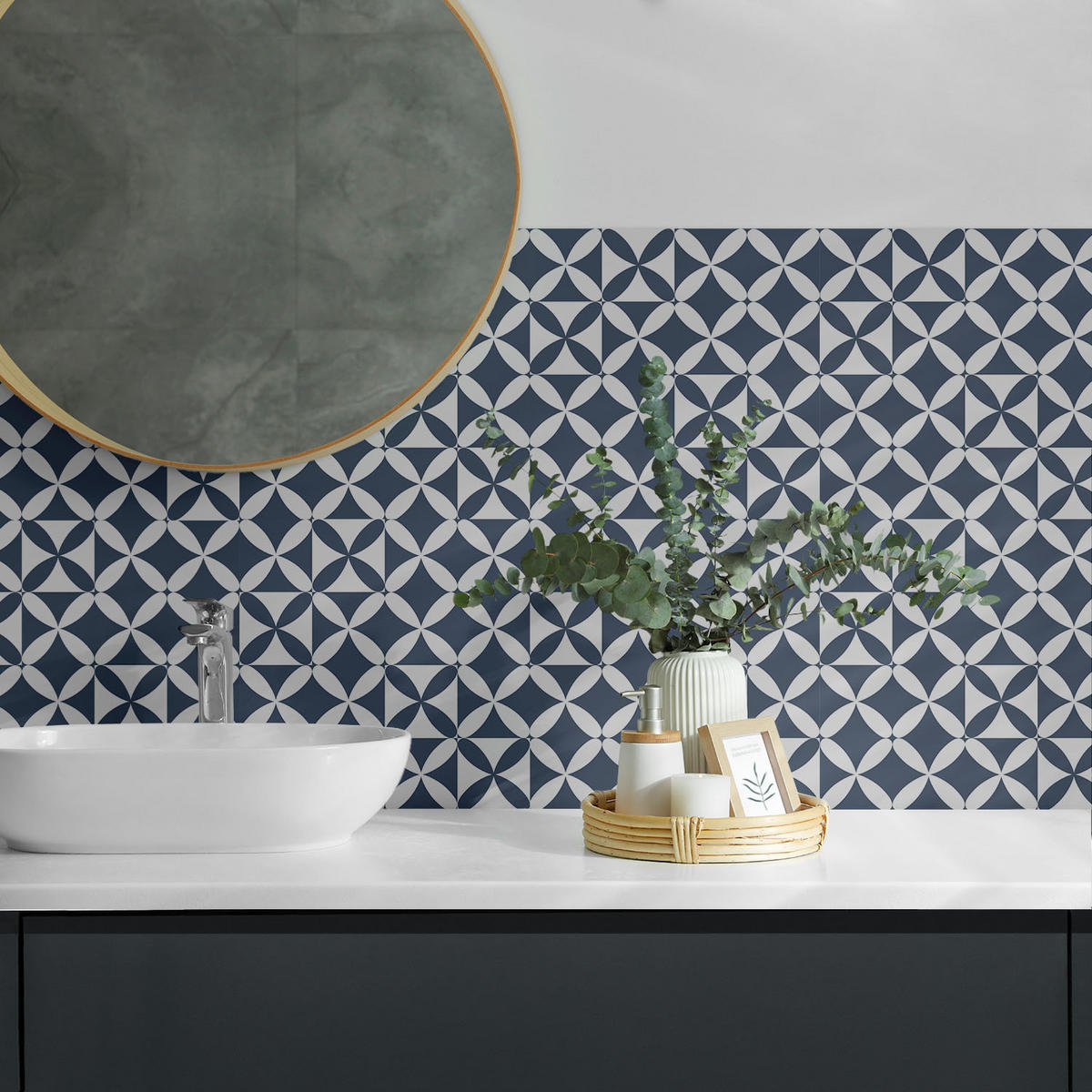 WANDPANEEL 9 Stück 30x30 cm selbstklebend Stravelle - Blau, Kunststoff (30/1.6/30cm) - Wallfluent