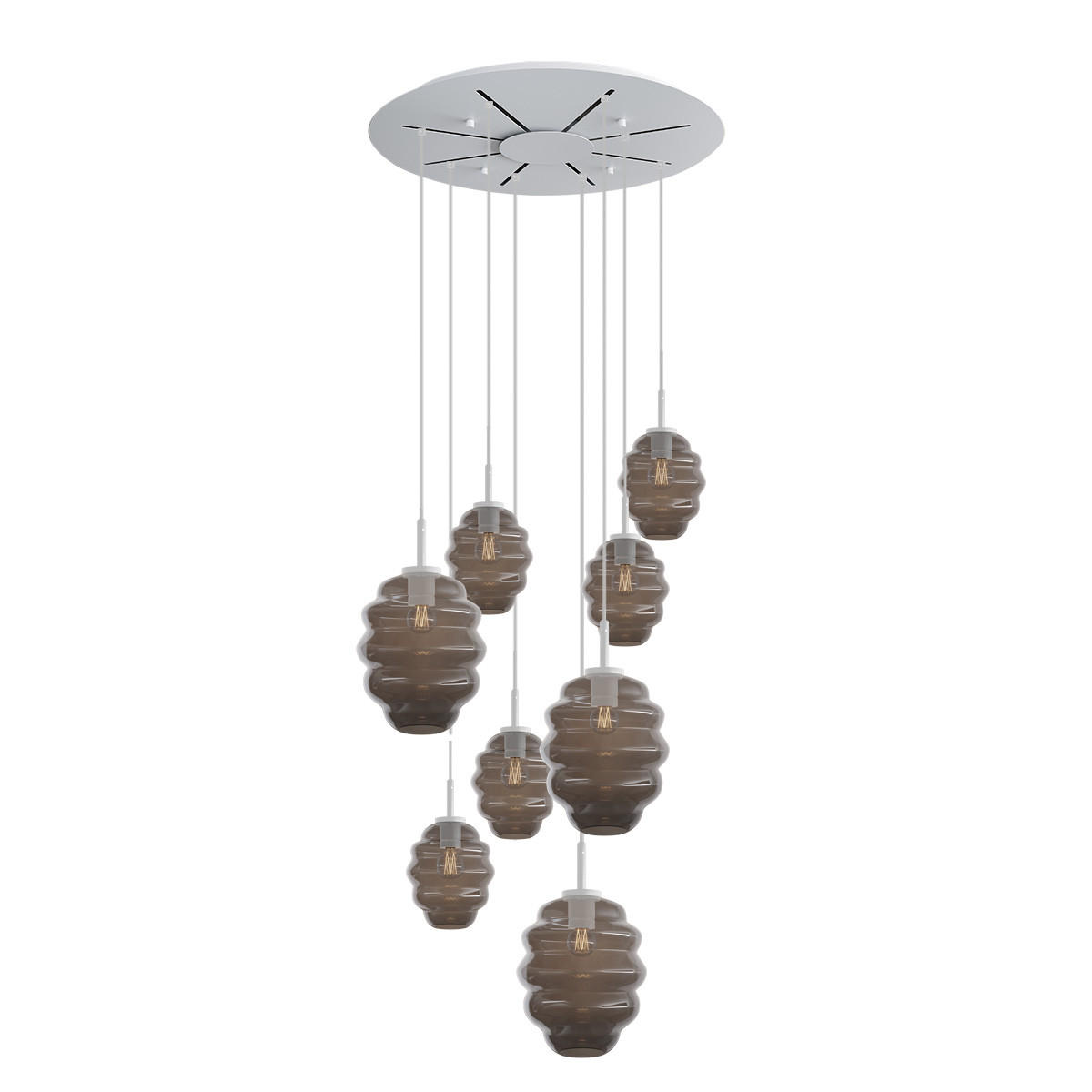 GALERIELEUCHTE Echos 8-flammig Rauch Ø 18/25cm - Anthrazit/Weiß, Glas (18/18/20cm) - s.luce