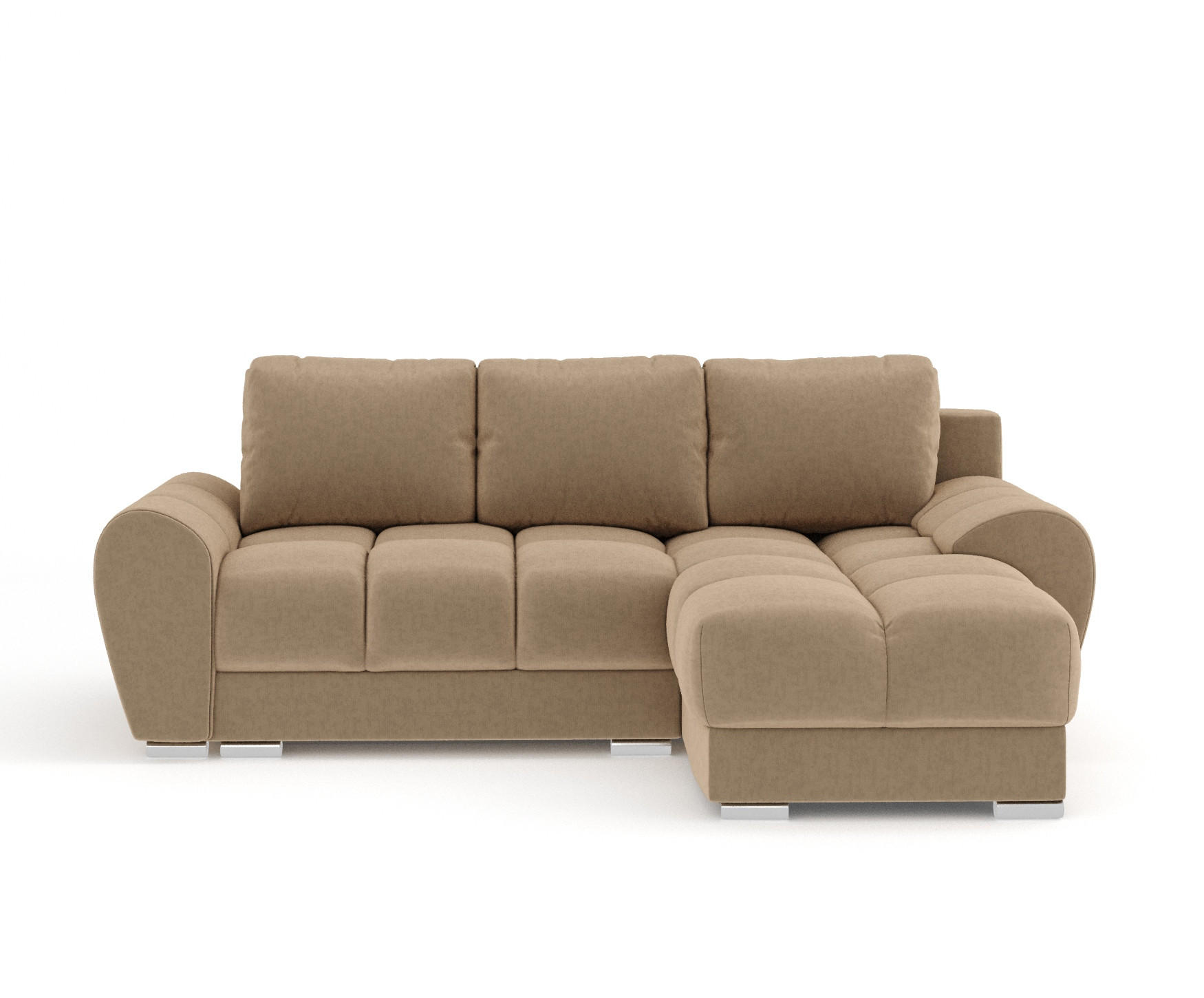ECKSOFA MIT SCHLAFFUNKTION Peebles Beige Samtstoff - Chromfarben/Beige, Holz/Holzwerkstoff (256/175cm) - Maison de Reve