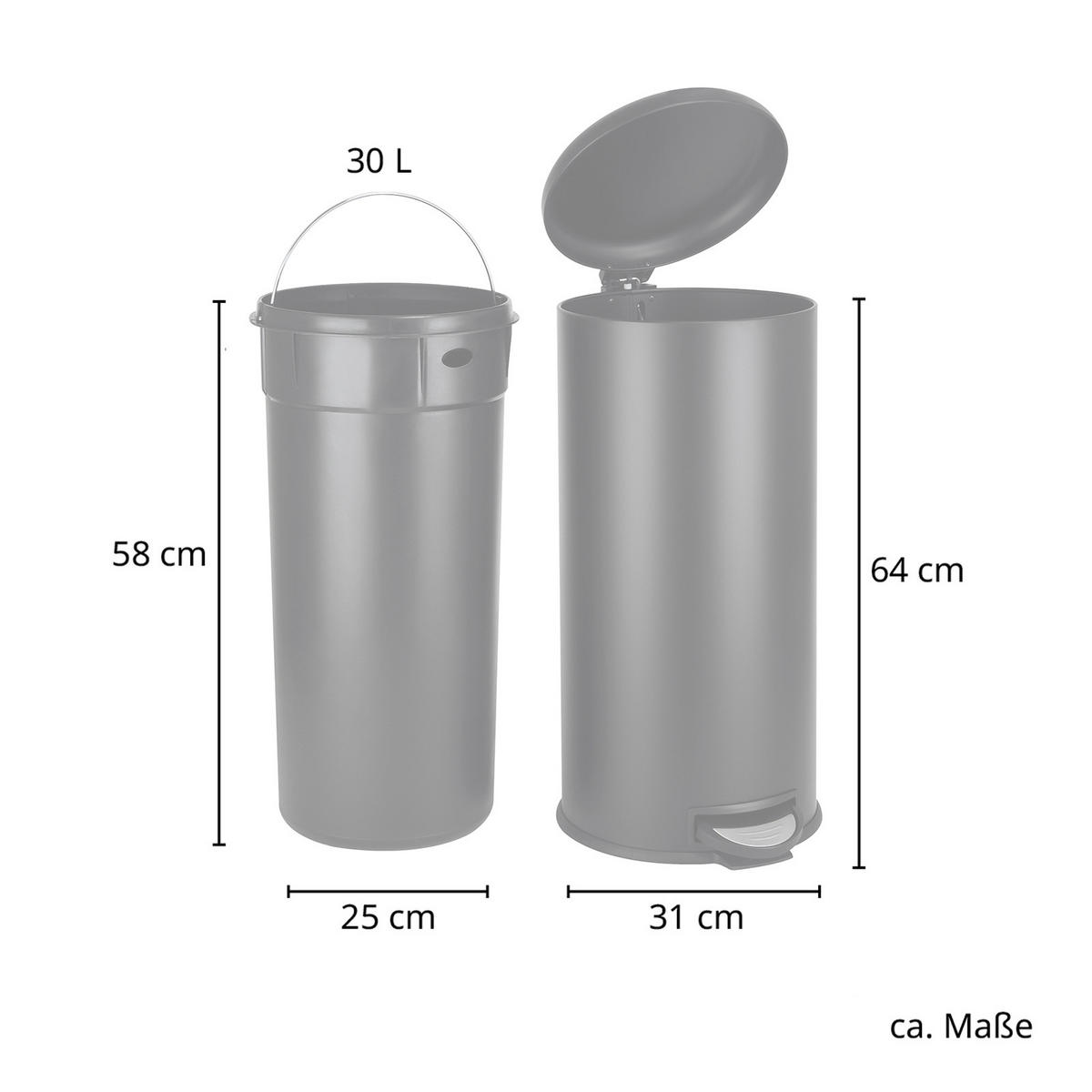MÜLLEIMER T30 - Taupe, Metall (31/64/31cm) - SVITA