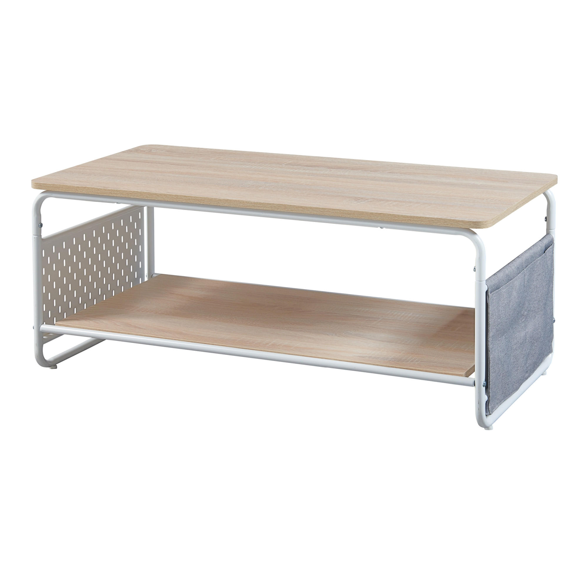 COUCHTISCH Dyrøy 100/50/43 cm - Eichefarben/Weiß, Metall (50/100/43cm) - [en.casa]