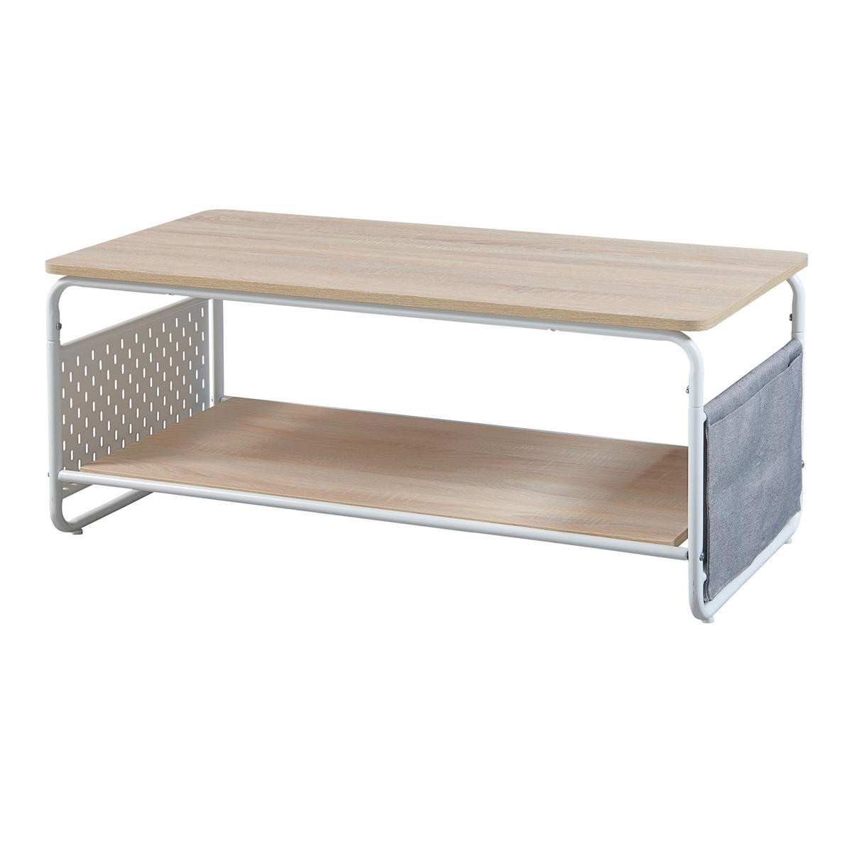 COUCHTISCH Dyrøy 100/50/43 cm - Eichefarben/Weiß, Metall (50/100/43cm) - [en.casa]