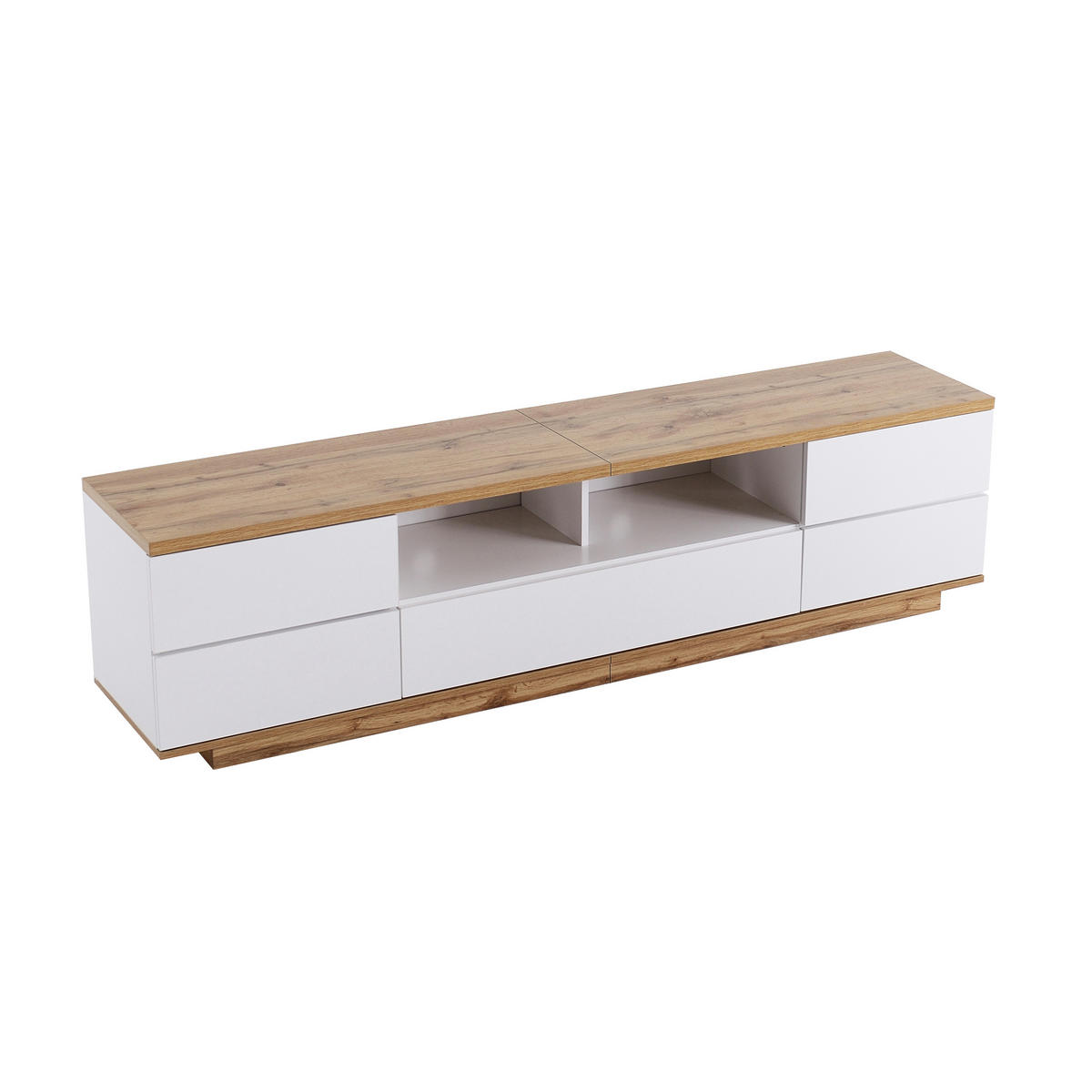 TV-SCHRANK 180 cm in Weiß & Holz-Optik Modernes Color-Block-Design - Weiß, Holzwerkstoff (180/46/38cm) - Urban Meuble