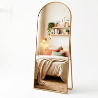 GANZKÖRPERSPIEGEL Bogen-Design mit U-Standfuß & Aluminiumrahmen 180/80 cm Gold - Goldfarben, Glas/Metall (80/180/3cm) - Creahappy